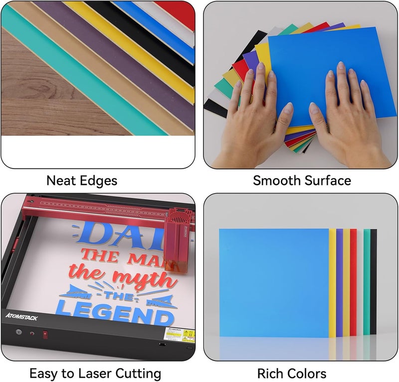 Creatorally 8 Pack Pre-Painted Colored Plywood Sheets,12x12x1/8 Inch (3mm) Basswood,Ideal for Laser Cutting, Engraving, DIY Crafts, Ornaments, Models Making (Blue) - Image 3